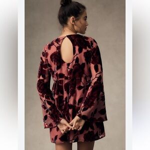 Hutch Burgundy Floral Long Sleeve Dress XSP